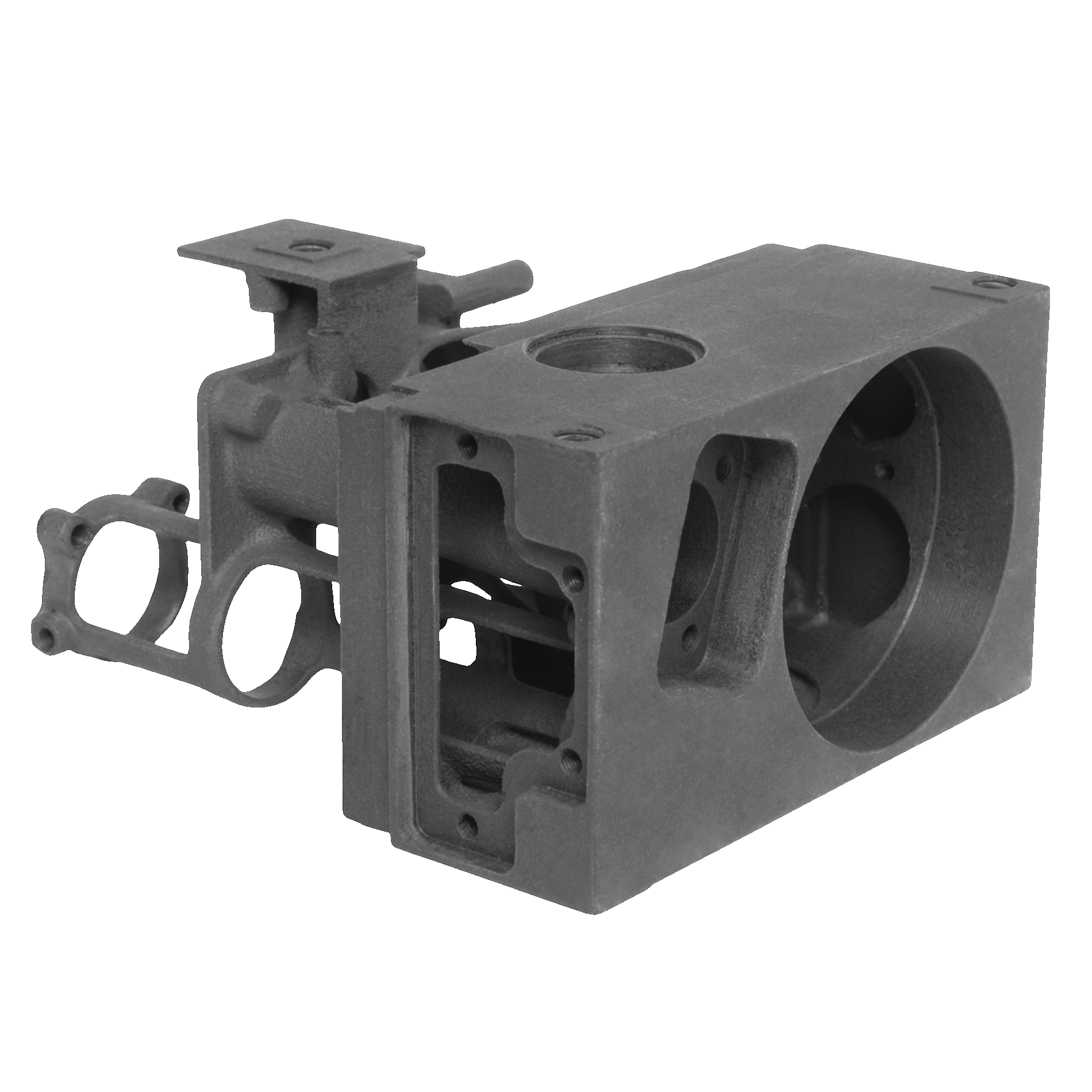 Aluminum casting with textured surface and mounting brackets